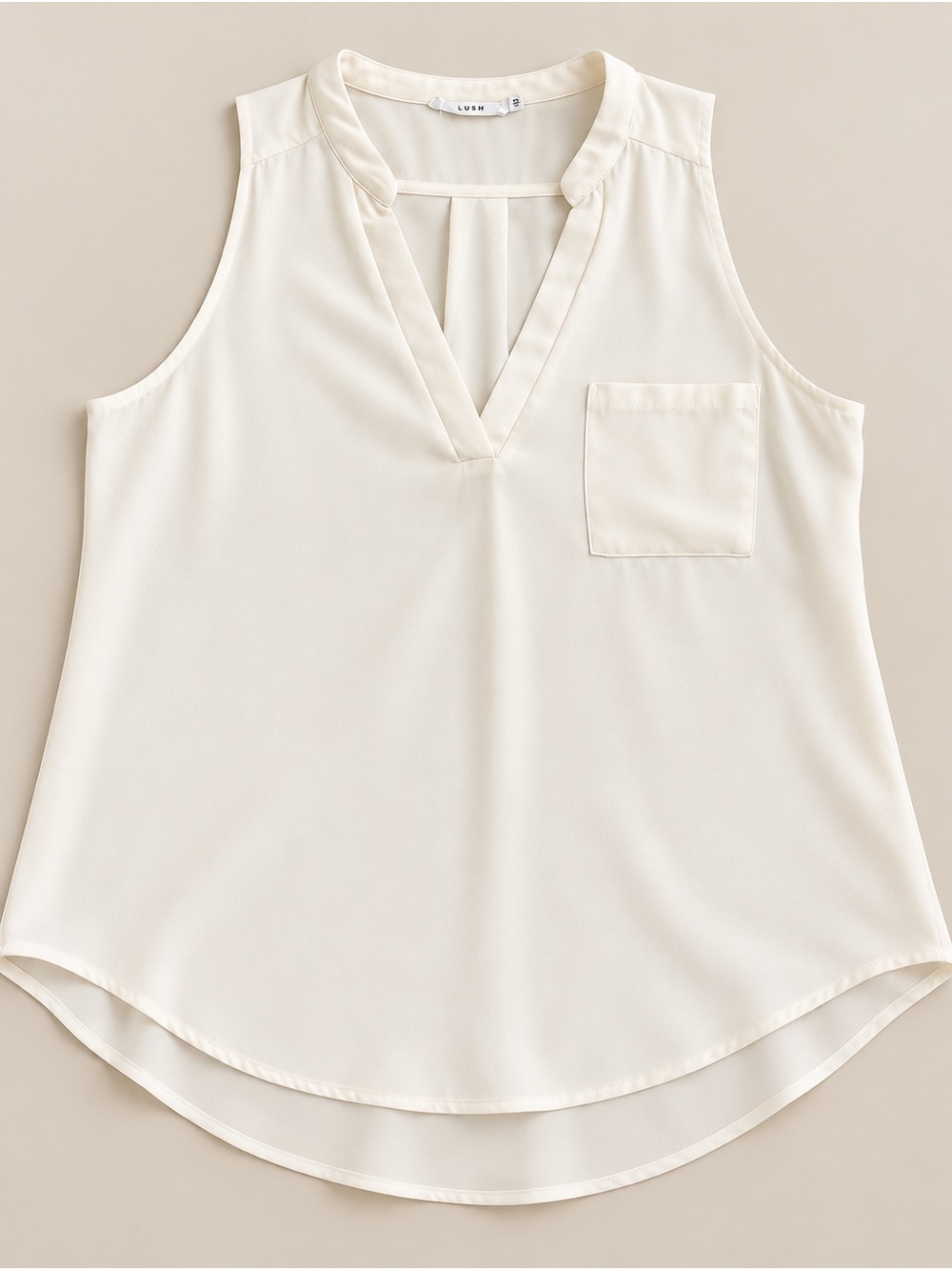 Sleeveless V-Neck Pocket Blouse - Cream by Lush